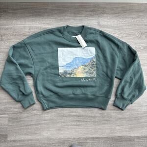 Abercrombie & Fitch Monet Sweatshirt NWT Small Green Soft A&F Collection Cropped
